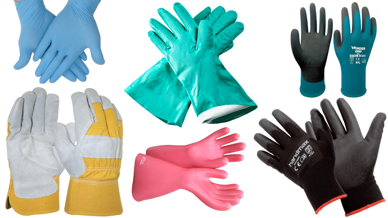 A variety of gloves